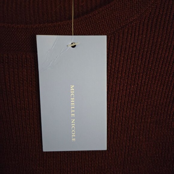Michelle Nicole NWT Burgundy Tie Sleeve Round Neck Sweater Autumnal Size S - Picture 4 of 6